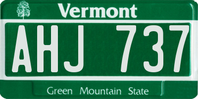 VT license plate AHJ737