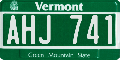 VT license plate AHJ741