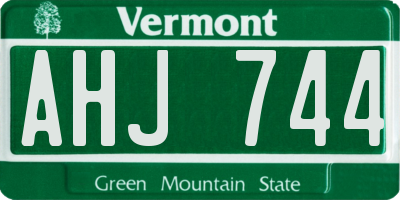 VT license plate AHJ744