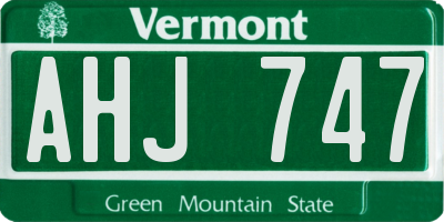 VT license plate AHJ747