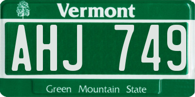 VT license plate AHJ749