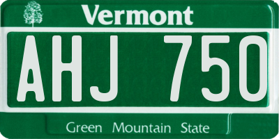 VT license plate AHJ750