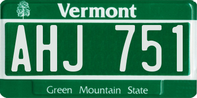 VT license plate AHJ751
