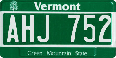 VT license plate AHJ752