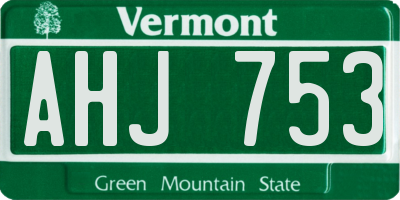 VT license plate AHJ753