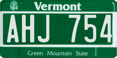 VT license plate AHJ754