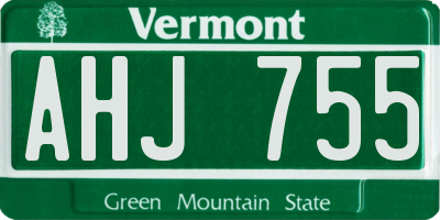 VT license plate AHJ755