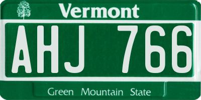 VT license plate AHJ766