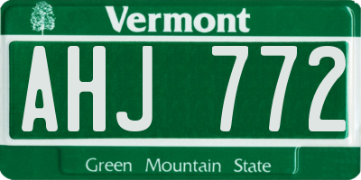 VT license plate AHJ772