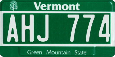 VT license plate AHJ774