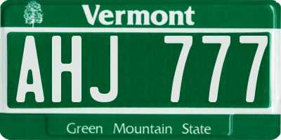 VT license plate AHJ777
