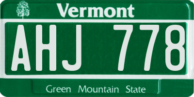 VT license plate AHJ778