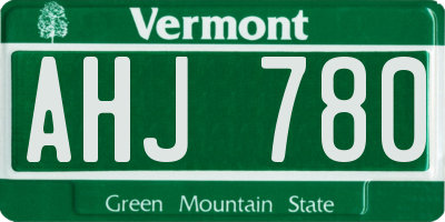 VT license plate AHJ780