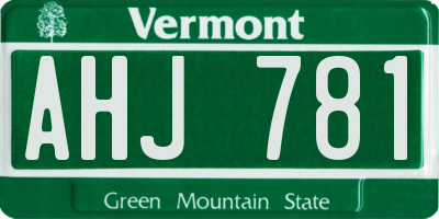 VT license plate AHJ781
