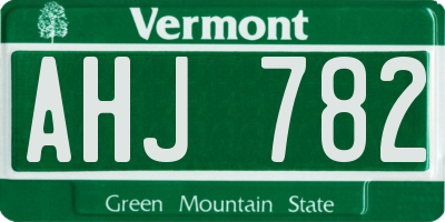 VT license plate AHJ782