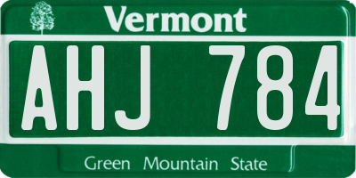 VT license plate AHJ784