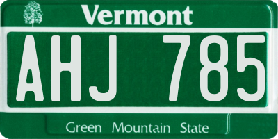 VT license plate AHJ785