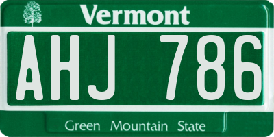 VT license plate AHJ786