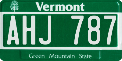 VT license plate AHJ787
