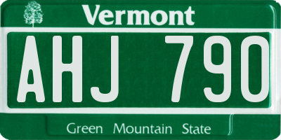 VT license plate AHJ790