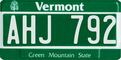 VT license plate AHJ792