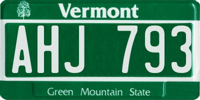 VT license plate AHJ793