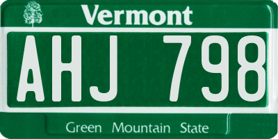 VT license plate AHJ798
