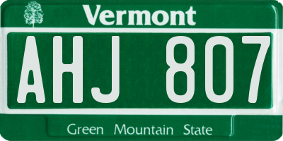 VT license plate AHJ807