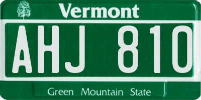 VT license plate AHJ810