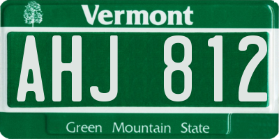 VT license plate AHJ812