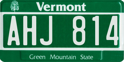 VT license plate AHJ814