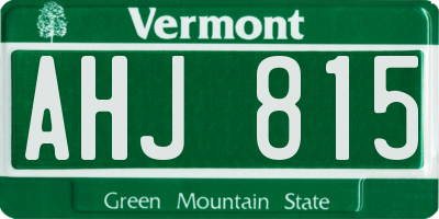 VT license plate AHJ815