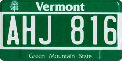 VT license plate AHJ816
