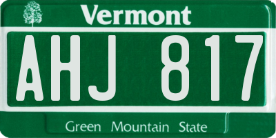 VT license plate AHJ817