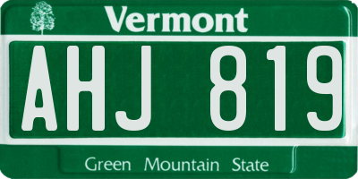 VT license plate AHJ819