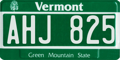 VT license plate AHJ825