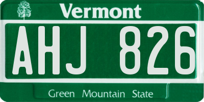 VT license plate AHJ826