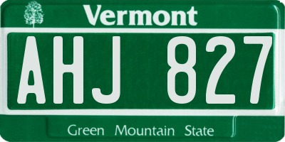 VT license plate AHJ827