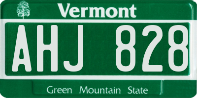 VT license plate AHJ828