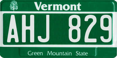 VT license plate AHJ829