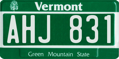 VT license plate AHJ831