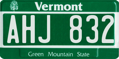 VT license plate AHJ832