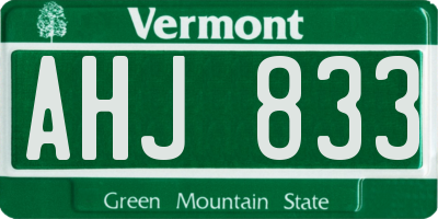 VT license plate AHJ833