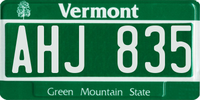 VT license plate AHJ835