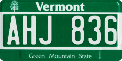 VT license plate AHJ836