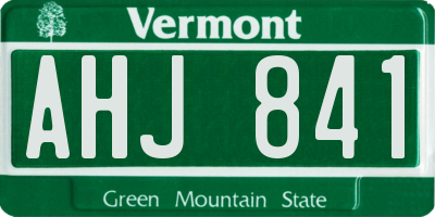 VT license plate AHJ841
