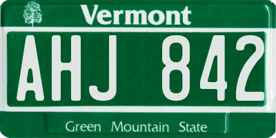 VT license plate AHJ842
