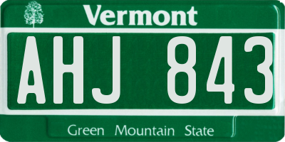 VT license plate AHJ843