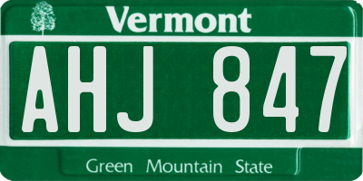VT license plate AHJ847