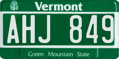 VT license plate AHJ849